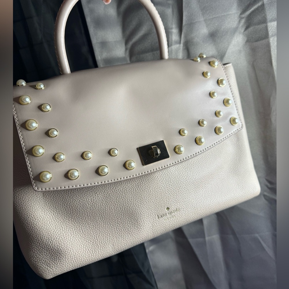 Kate Spade New York Serrano Place Pearl Dorina satchel in blush pebbled leather